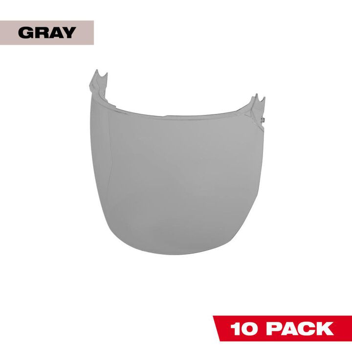 Milwaukee 48-73-1443 10pk Gray Face Shield Replacement Lenses (Helmet & Hard Hat Mount)