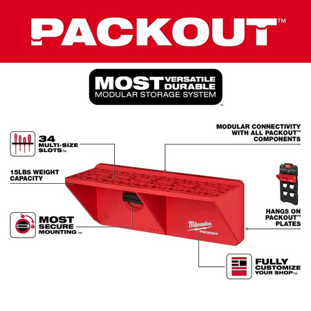 Milwaukee 48-22-8341 PACKOUT Screwdriver Rack – Modular Wall & Tool Box Storage Organizer image 3