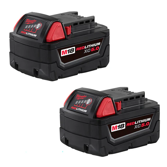 Milwaukee 48-11-1852 M18 18V 5.0Ah REDLITHIUM XC Extended Battery - 2pk Milwaukee 48-11-1852 M18 18V 5.0Ah REDLITHIUM XC Extended Battery - 2pk