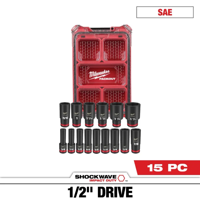 15PC SHOCKWAVE Impact Duty Socket 1-2 Drive SAE Set with PACKOUT – ToolKing 15PC SHOCKWAVE Impact Duty Socket 1/2” Drive SAE Set with PACKOUT – ToolKing.com