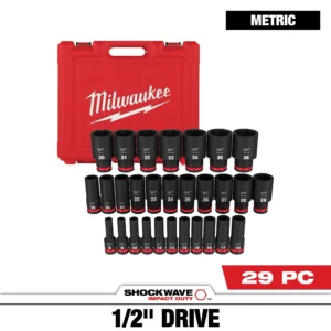 29PC SHOCKWAVE Impact Duty 1/2" Drive Metric Deep 6 Point Socket Set – ToolKing.com