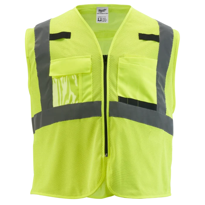 Milwaukee Class 2 High Visibility Yellow Breakaway Mesh Safety Vest - 2XL-3XL ToolKing